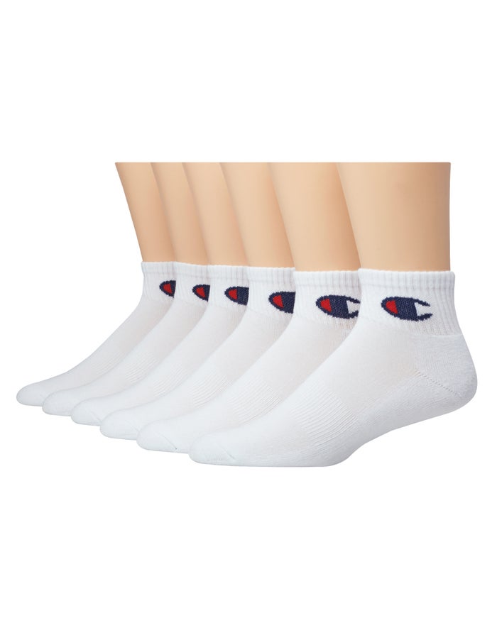 Champion Mens Socks NZ - Ankle Extended Sizes 6-Pairs White ( 1608-RKLOX )